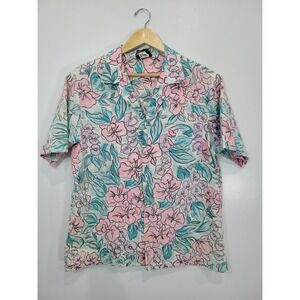 Hilo Hattie Hawaiian Shirt Mens XL Floral Short Sleeve Button Up Made in Hawaii
